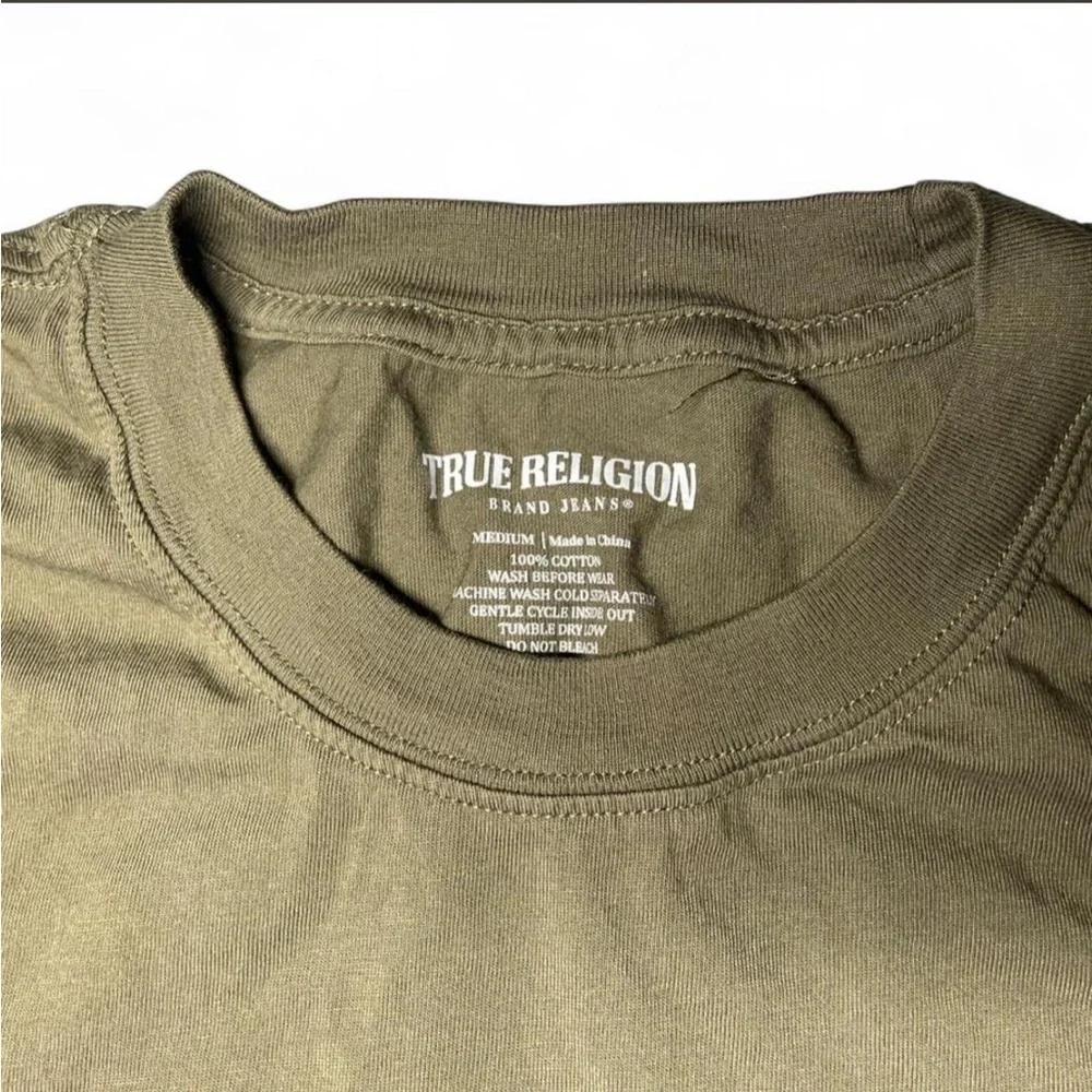 True Religion Men's Olive Green Logo Graphic Tee M